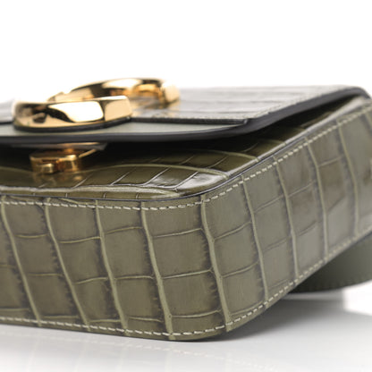 Chloe Calfskin Crocodile Embossed Mini C Double Carry Misty Forest 9 of 10