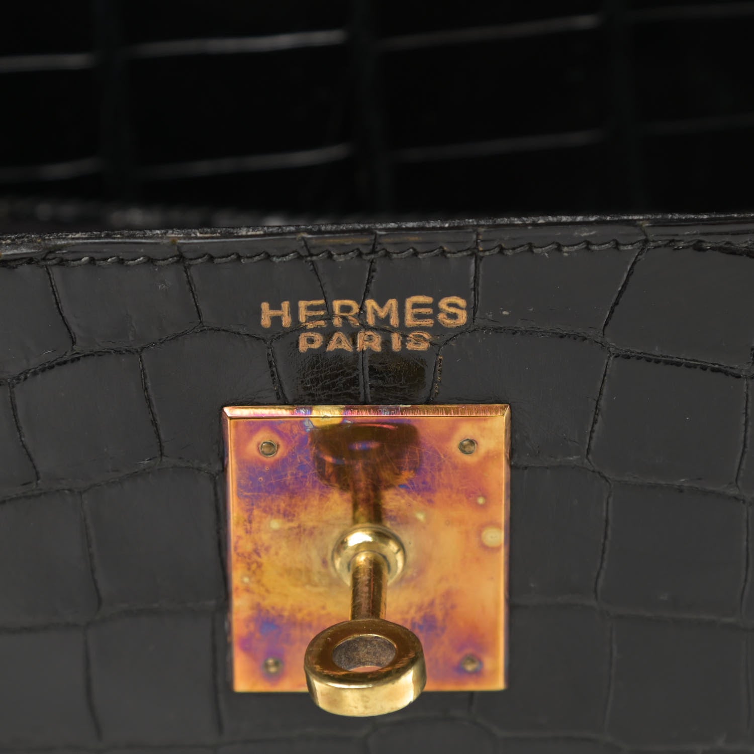 Hermes Shiny Crocodile Kelly Sellier 32 Black 6 of 23