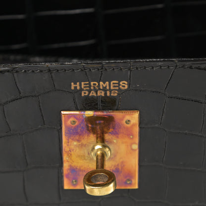 Hermes Shiny Crocodile Kelly Sellier 32 Black 6 of 23