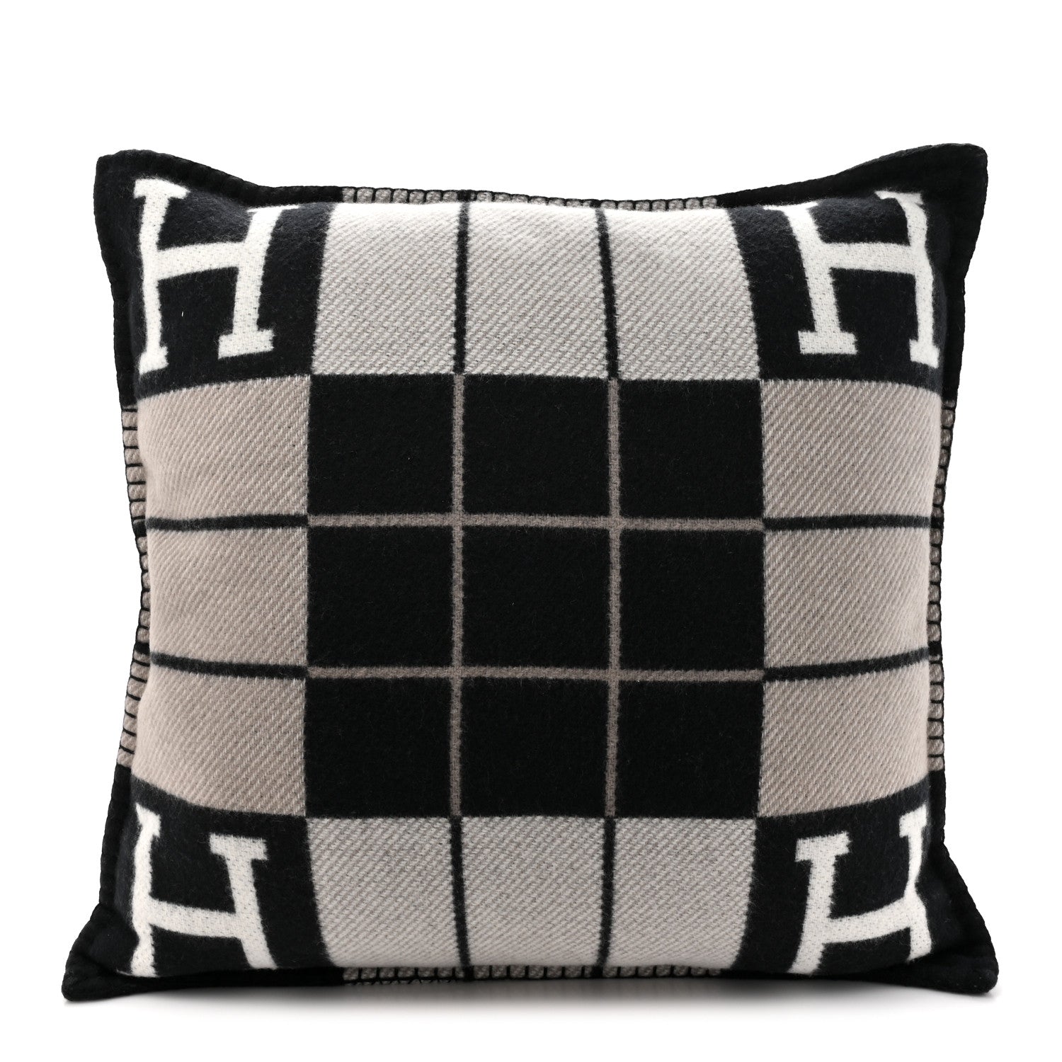 Hermes Wool Cashmere Avalon III Pillow PM Ecru Black 1 of 5