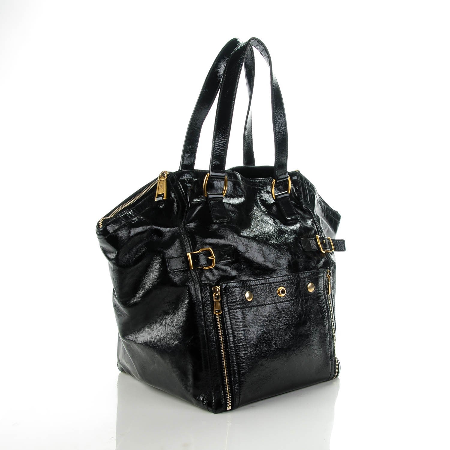 Saint Laurent Textured Patent Large Downtown Tote Black 3 of 7