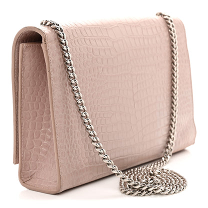 Saint Laurent Calfskin Crocodile Embossed Medium Classic Monogram Kate Tassel Satchel Powder Pink 3 of 16
