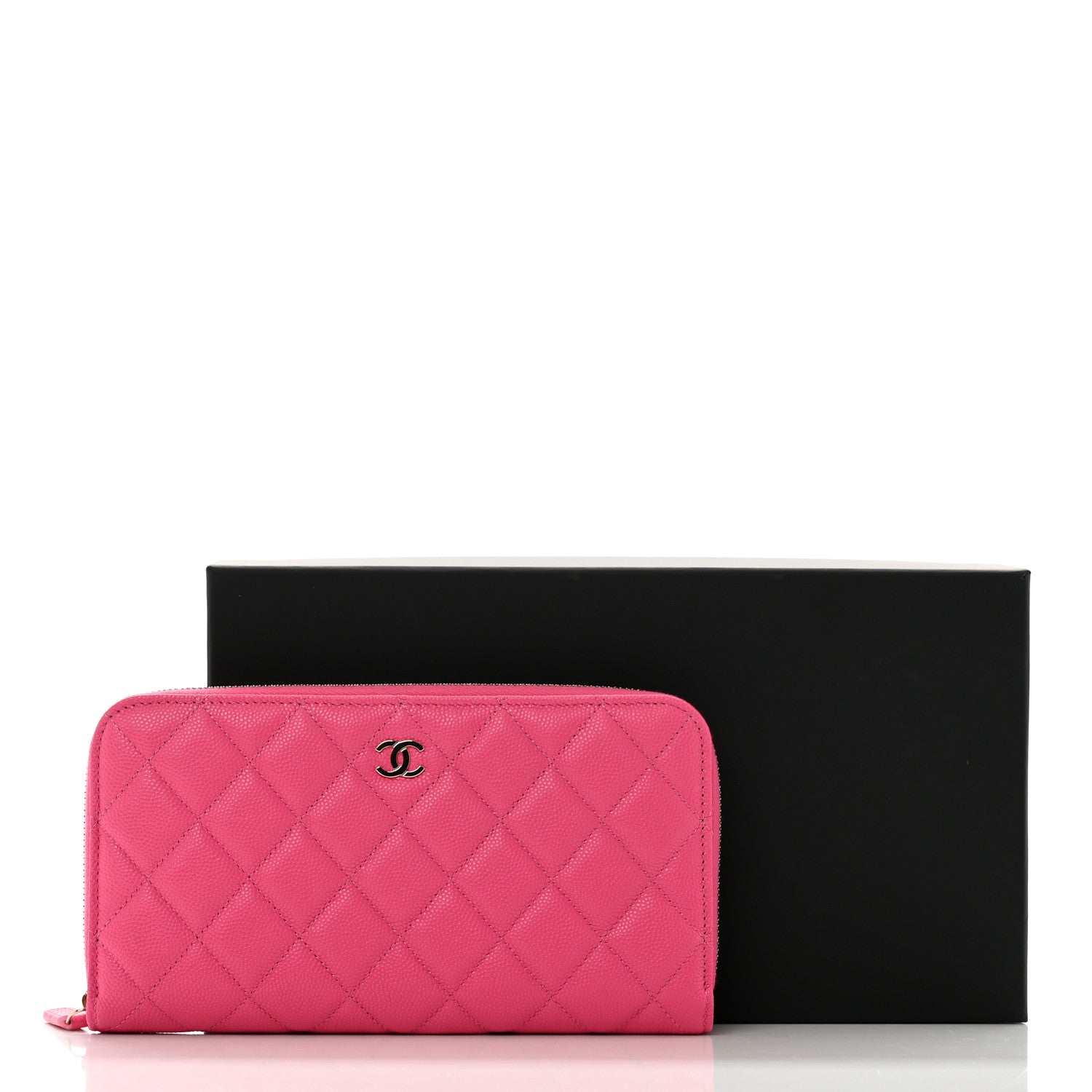 Chanel Caviar Quilted Large Gusset Zip Around Wallet Pink 9 of 9