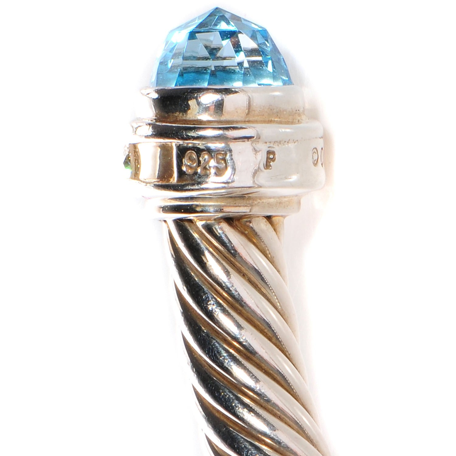 David Yurman Sterling Silver Diamond Blue Topaz 5mm Cable Classics Bracelet 5 of 5