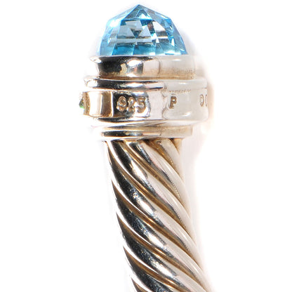 David Yurman Sterling Silver Diamond Blue Topaz 5mm Cable Classics Bracelet 5 of 5