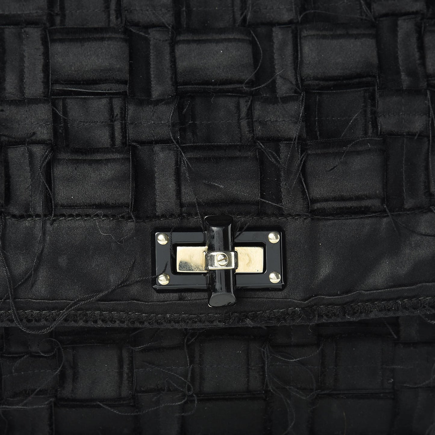 Satin Happy Square Shoulder Bag Black