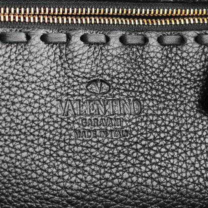 Valentino Garavani Grained Calfskin C-Rockee Fringe Tote Black 8 of 10
