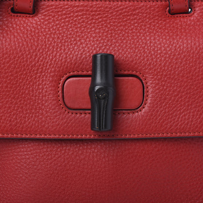 Gucci Cellarius Calfskin Small Bamboo Daily Top Handle Bag Hibiscus Red 9 of 9