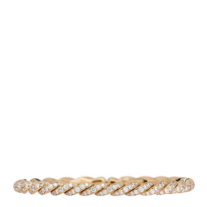 David Yurman 18K Yellow Gold Diamond 5mm Paveflex Single Row Bracelet 1 of 5