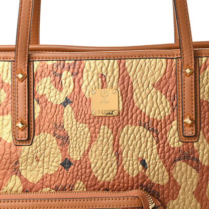 MCM Visetos Metallic Leopard Print Medium Anya Shopper Tote Cognac 9 of 10