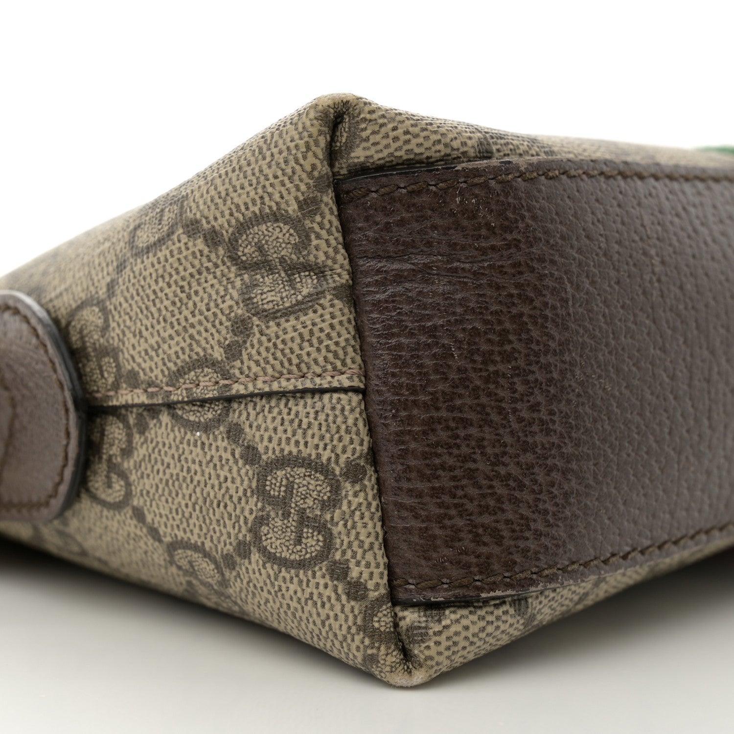 Gucci GG Supreme Monogram Textured Dollar Calfskin Web Small Ophidia Dome Shoulder Bag Beige Ebony New Acero 9 of 14