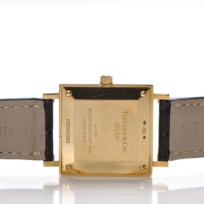Tiffany 18K Yellow Gold Alligator 27mm Atlas Square Quartz Watch 5 of 13