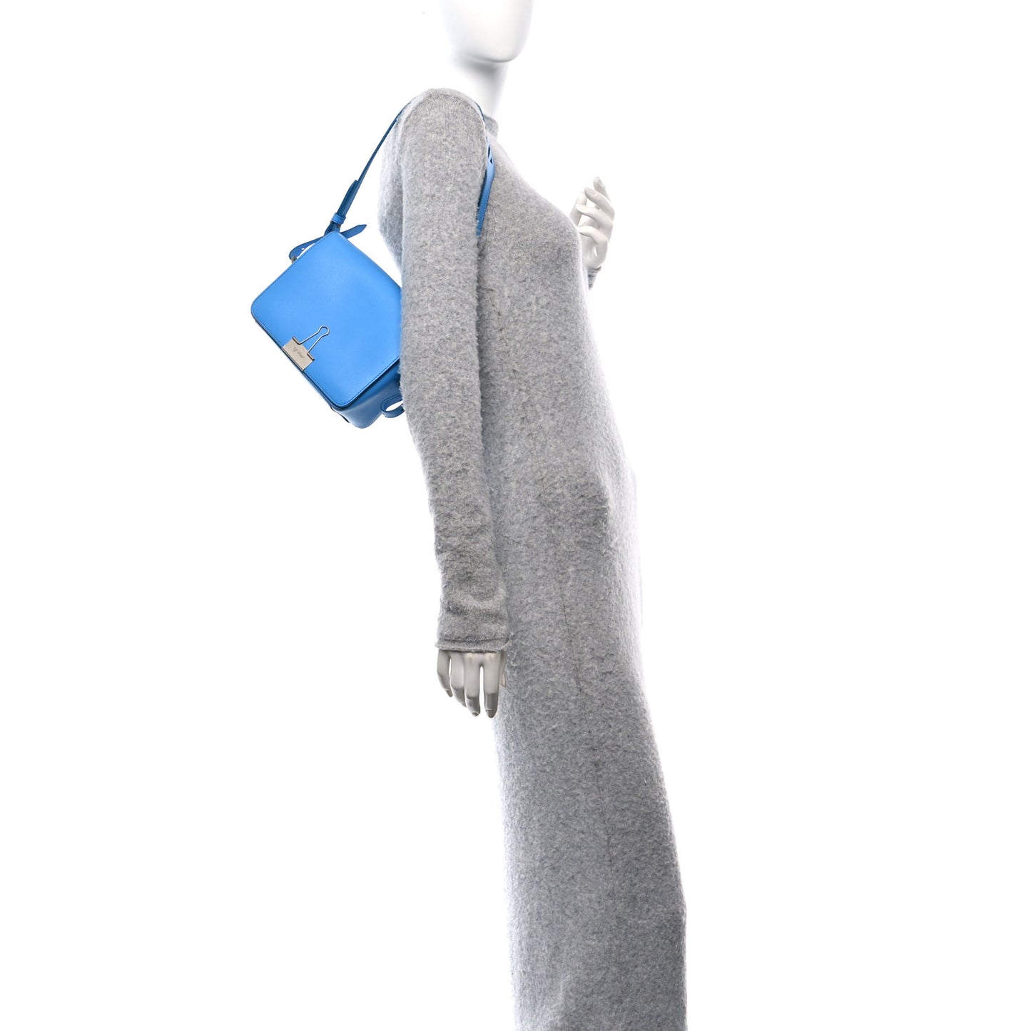 Saffiano Binder Clip Flap Shoulder Bag Light Blue