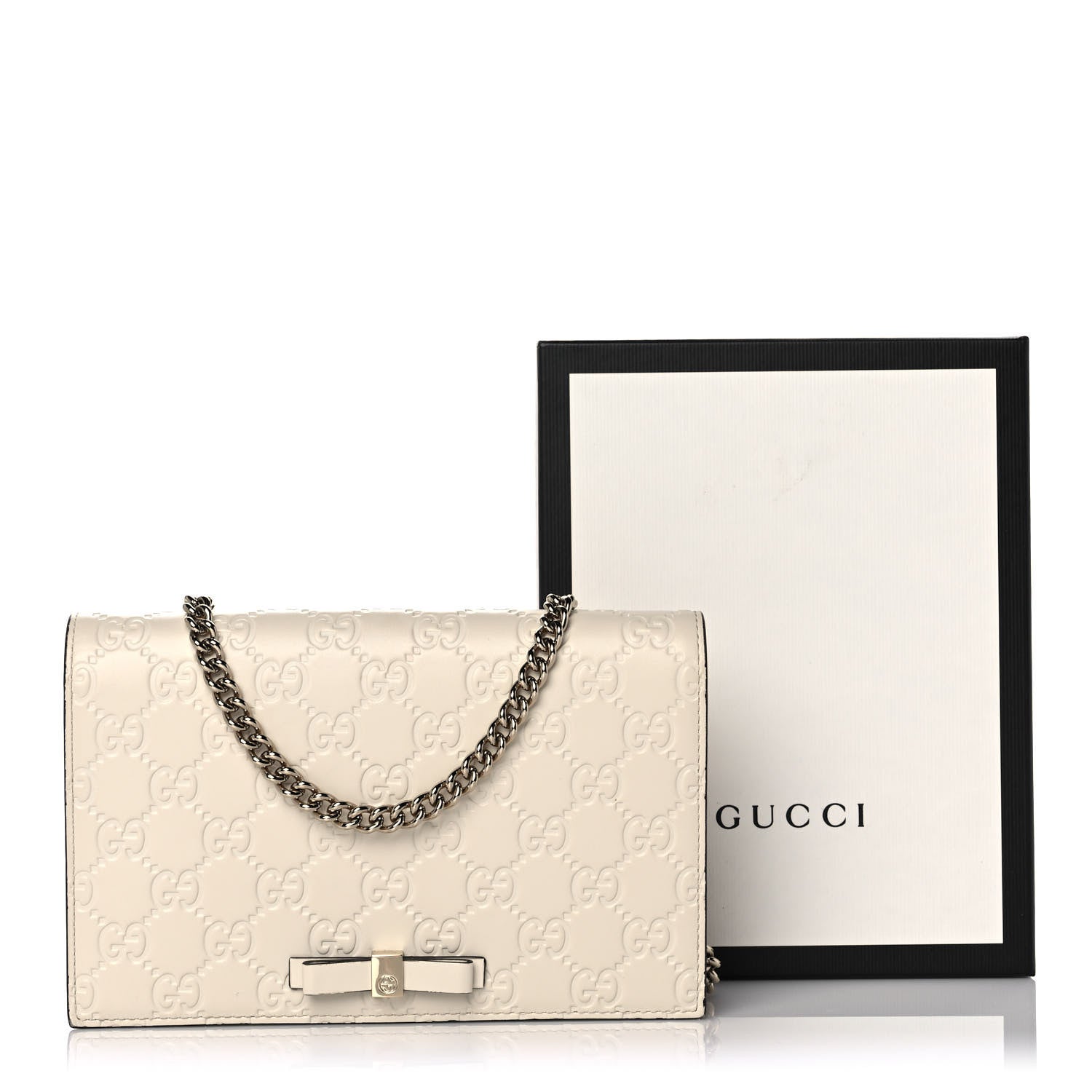 Gucci Guccissima Signature Bowy Chain Wallet Mystic White 10 of 10