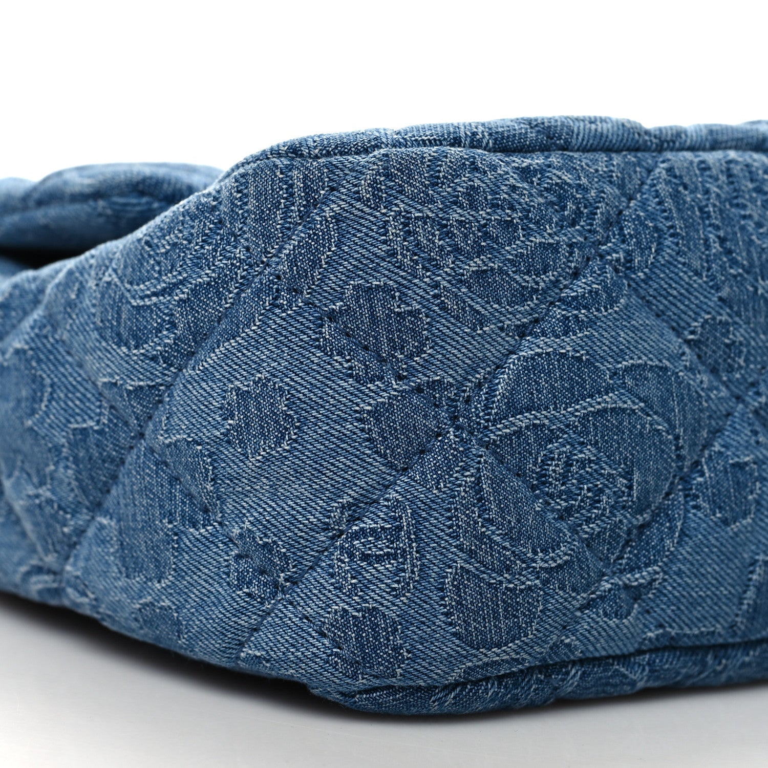 Chanel Denim Quilted Medium Camellia Sweetheart Flap Blue 9 of 10
