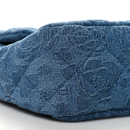 Chanel Denim Quilted Medium Camellia Sweetheart Flap Blue 9 of 10