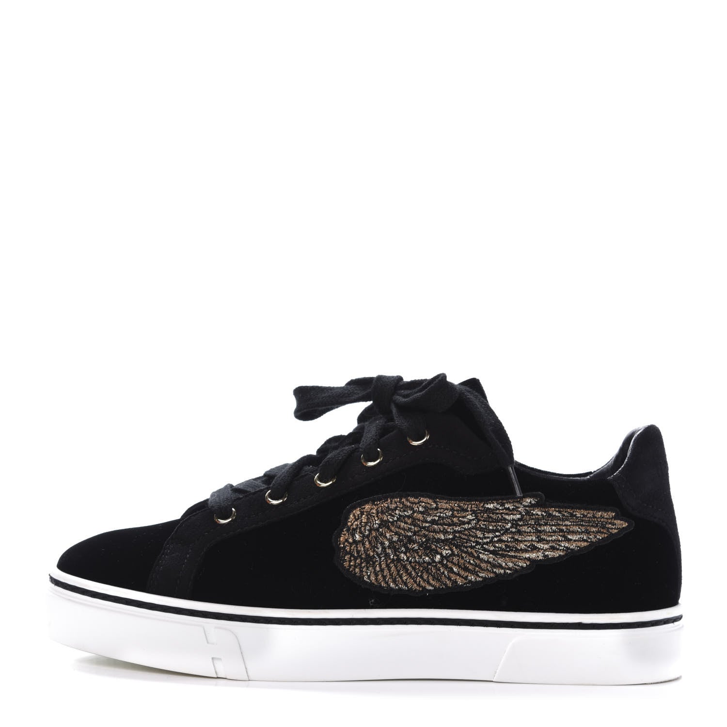 Hermes Velvet Womens Wing Sneakers 37 Black 1 of 10