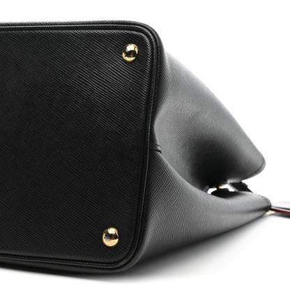 Prada Saffiano Cuir Medium Double Bag Black Fuoco 11 of 13