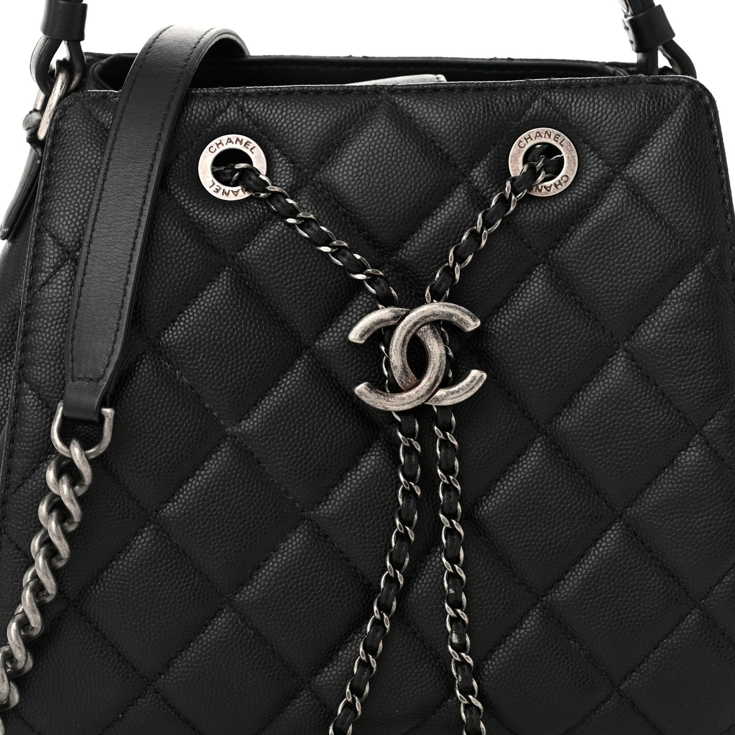 Caviar Quilted Small CC Bucket Bag Black