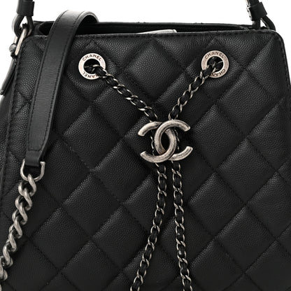 Chanel Caviar Quilted Small CC Bucket Bag Black 8 of 14