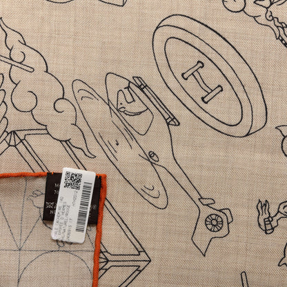 Hermes Cashmere Silk L'Epopee D'Shawl 140 Naturel Rouge 3 of 3