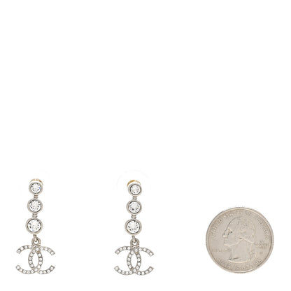 Chanel Crystal CC Drop Earrings Silver 2 of 5