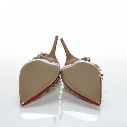 Valentino Garavani Patent Rockstud Ankle Strap 100mm Pumps 37.5 Rosso Valentino Poudre 5 of 6