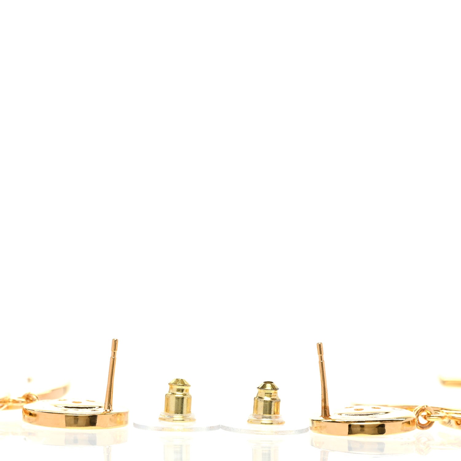 Chanel Metal Large Paris Button Earrings Gold 3 of 5