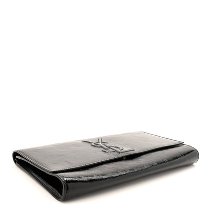 Saint Laurent Textured Patent Monogram Large Belle De Jour Clutch Black 4 of 7