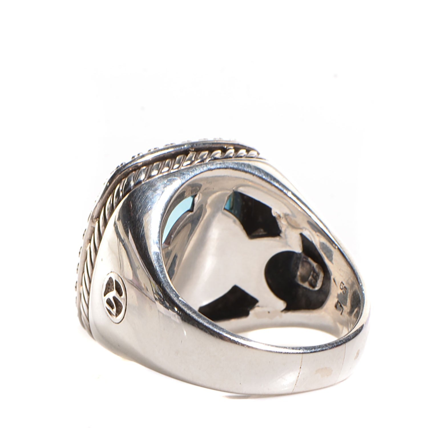 David Yurman Sterling Silver Diamond Blue Topaz 17mm Albion Statement Ring 58 8.25 3 of 4