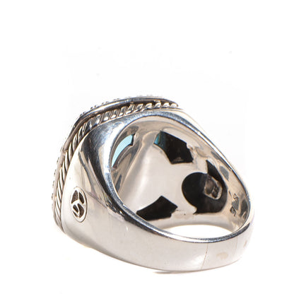 David Yurman Sterling Silver Diamond Blue Topaz 17mm Albion Statement Ring 58 8.25 3 of 4