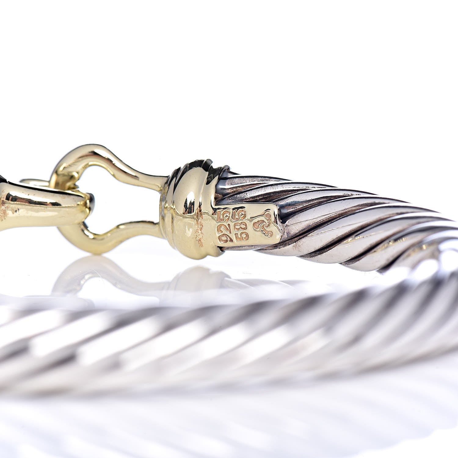 David Yurman Sterling Silver 14K Yellow Gold 7mm Cable Classic Buckle Bracelet 5 of 5