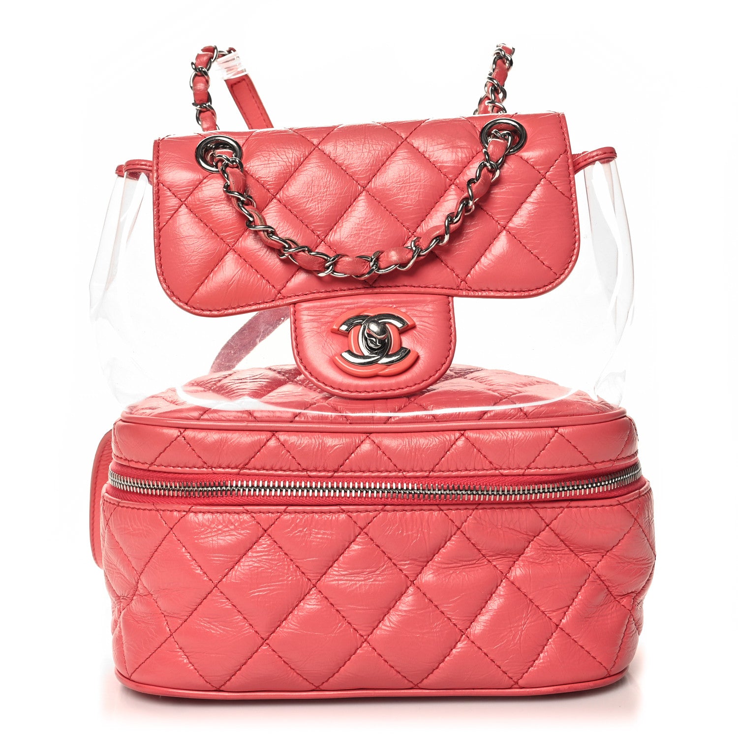 Chanel Crumpled Calfskin PVC Quilted Backpack Pink 1 of 12