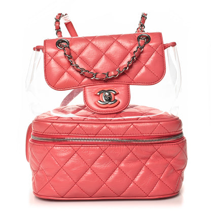 Chanel Crumpled Calfskin PVC Quilted Backpack Pink 1 of 12