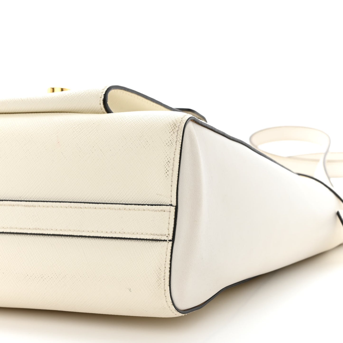 Saffiano Soft Calfskin Front Pocket Zippered Tote White