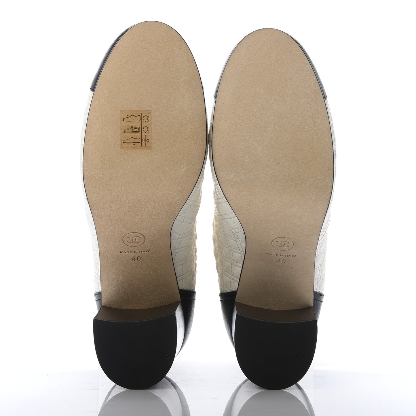 Lambskin Quilted Pearl CC Cap Toe Short Boot 40 Black Ivory