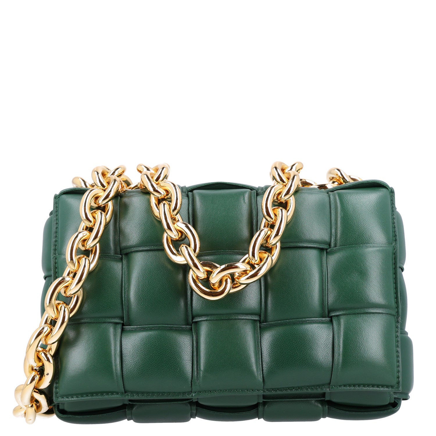 Bottega Veneta Lambskin Maxi Intreccio Padded Chain Cassette Crossbody Bag Raintree 1 of 12