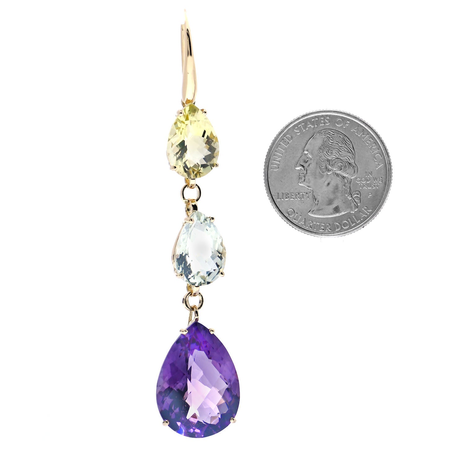 Roberto Coin 18K Yellow Gold Amethyst Citrine Prasiolite Drop Earrings 2 of 4