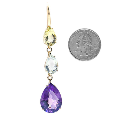 Roberto Coin 18K Yellow Gold Amethyst Citrine Prasiolite Drop Earrings 2 of 4