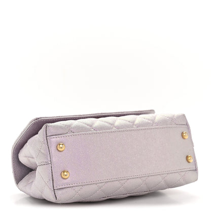 Chanel Metallic Caviar Quilted Mini Coco Handle Flap Light Pink 4 of 13