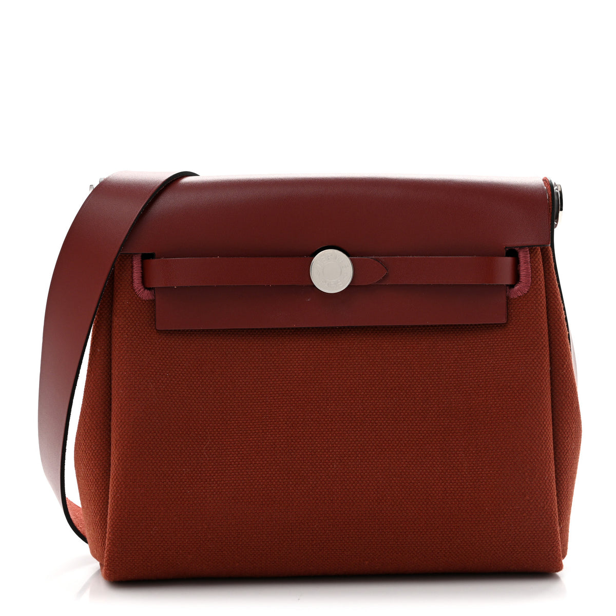 Hermes Military Toile Vache Hunter Herbag Zip Retourne 20 Rouge H 1 of 13