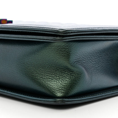 Chanel Iridescent Goatskin Quilted New Medium Boy Flap Green 10 of 10