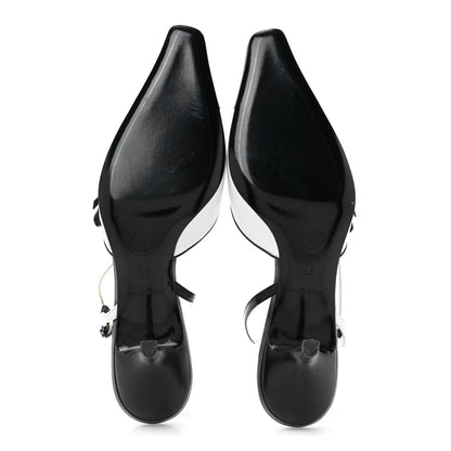 Chanel Lambskin Cap Toe Bow Slingback Pumps 36 White Black 5 of 12