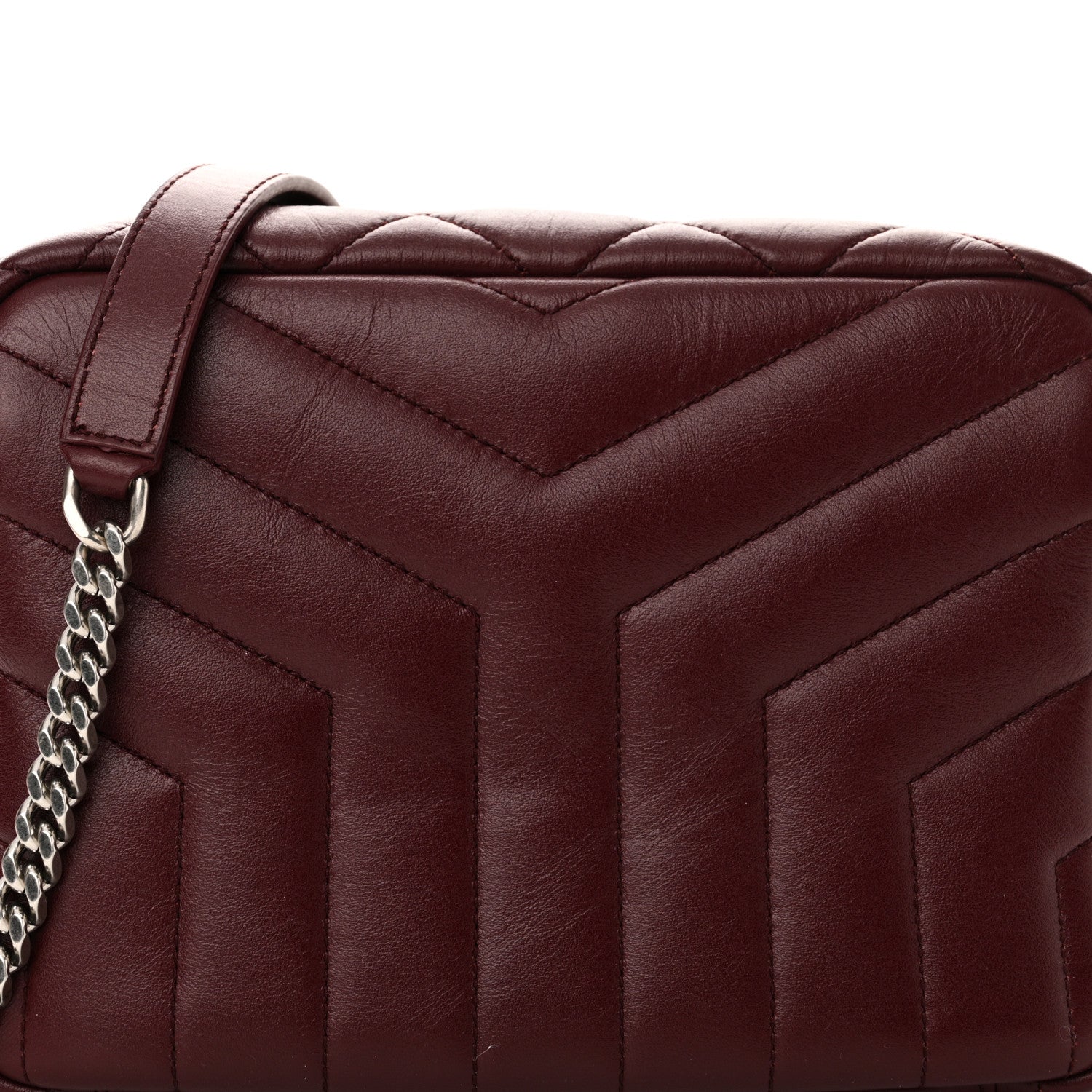 Saint Laurent Calfskin Y Quilted Monogram Small Loulou Bowling Bag Rouge Legion 8 of 10