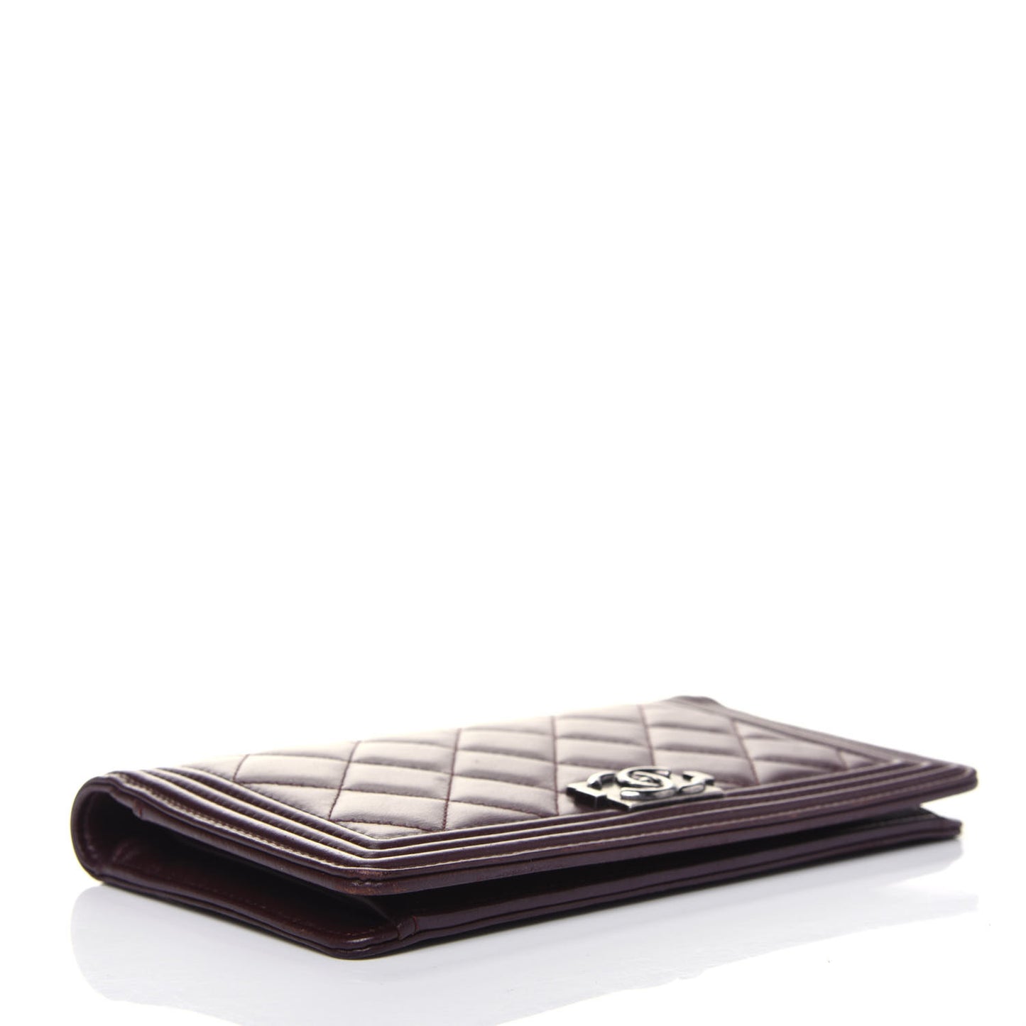 Lambskin Quilted Boy Yen Wallet Dark Red