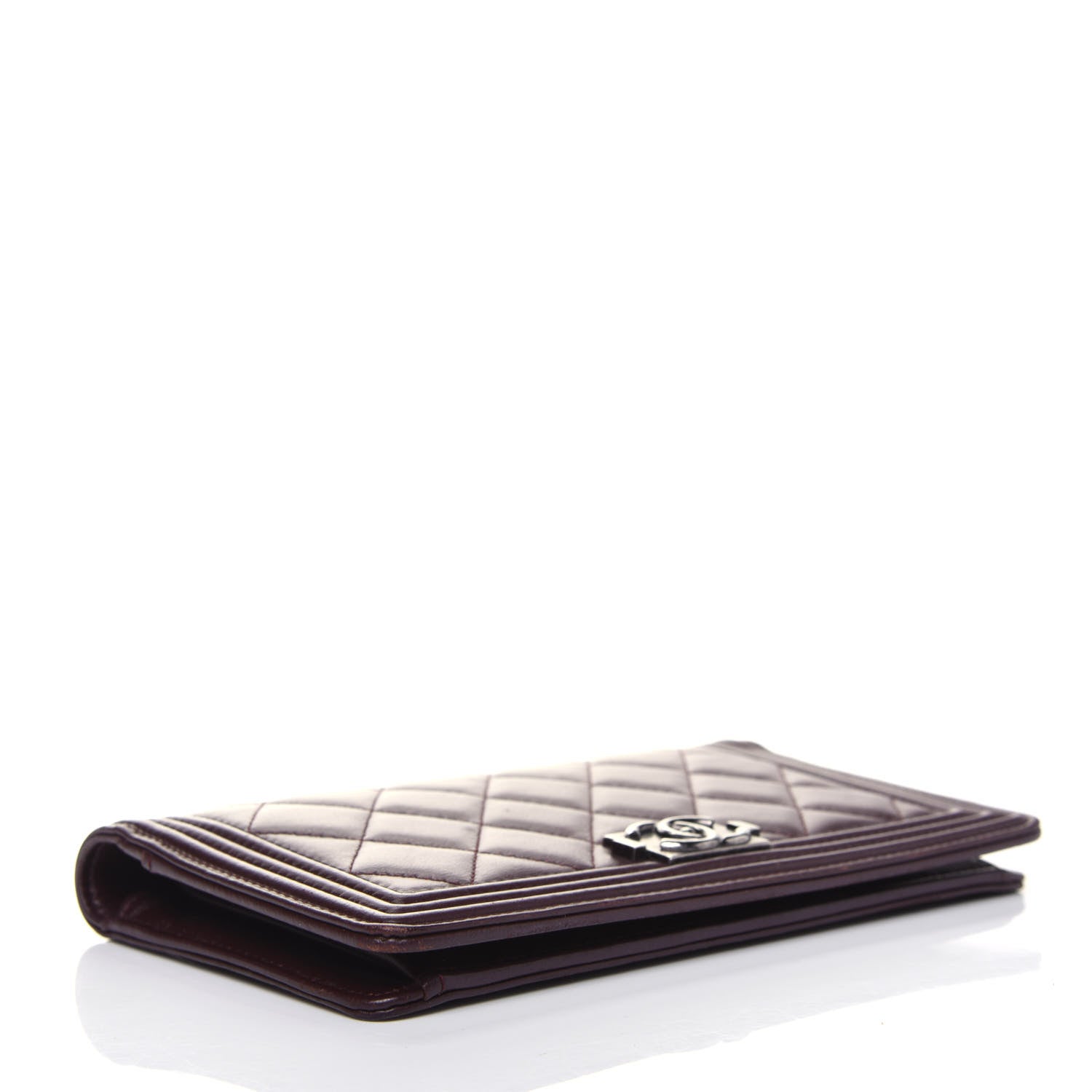 Chanel Lambskin Quilted Boy Yen Wallet Dark Red 4 of 20