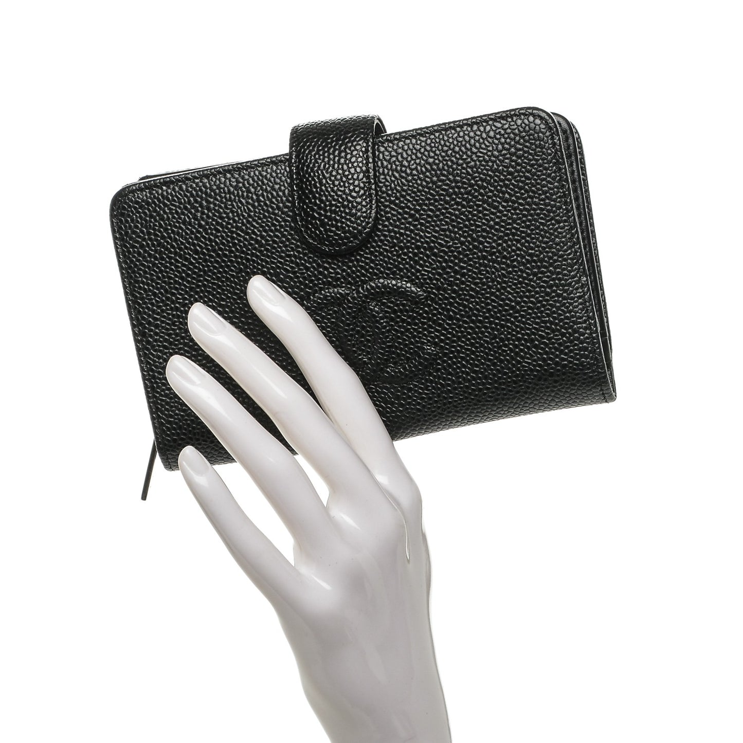 Caviar Timeless CC Zipped Pocket Wallet Black
