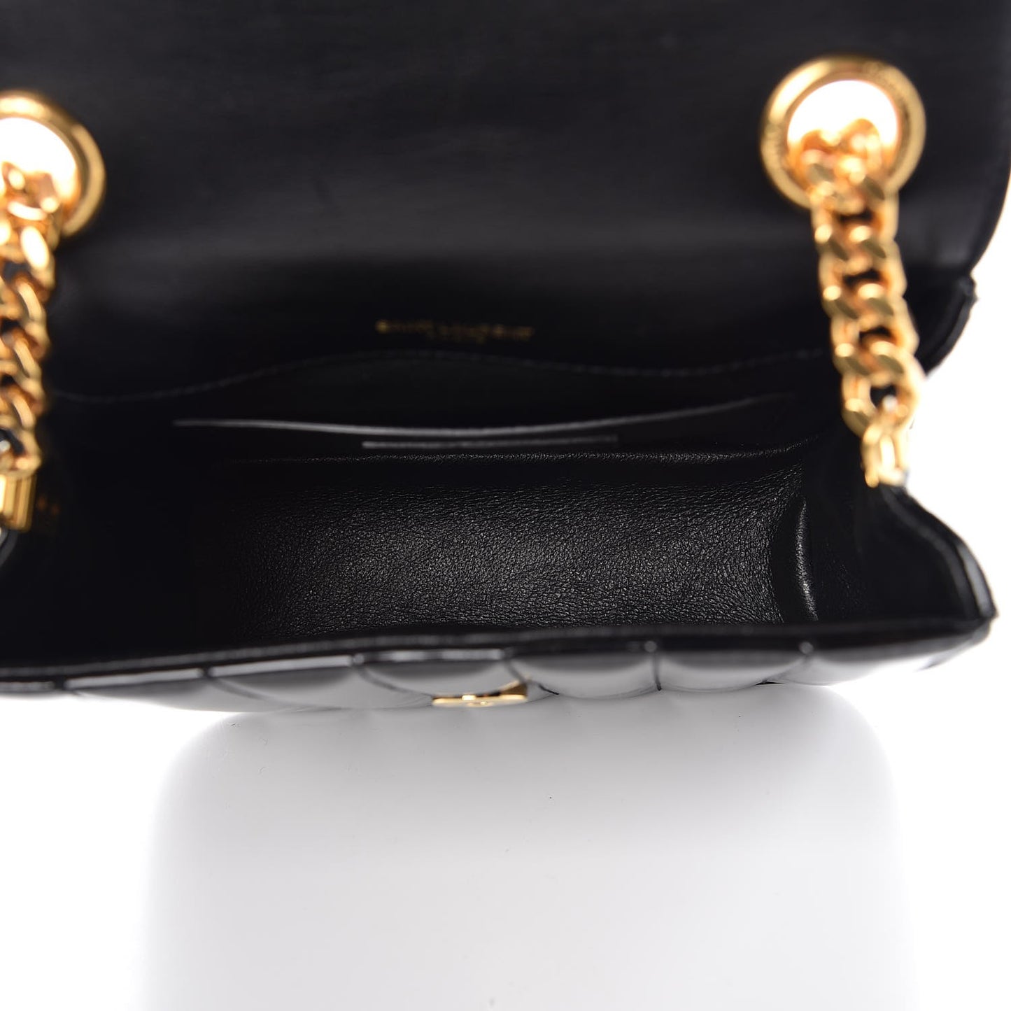 Patent Calfskin Matelasse Monogram Small Vicky Chain Bag Black