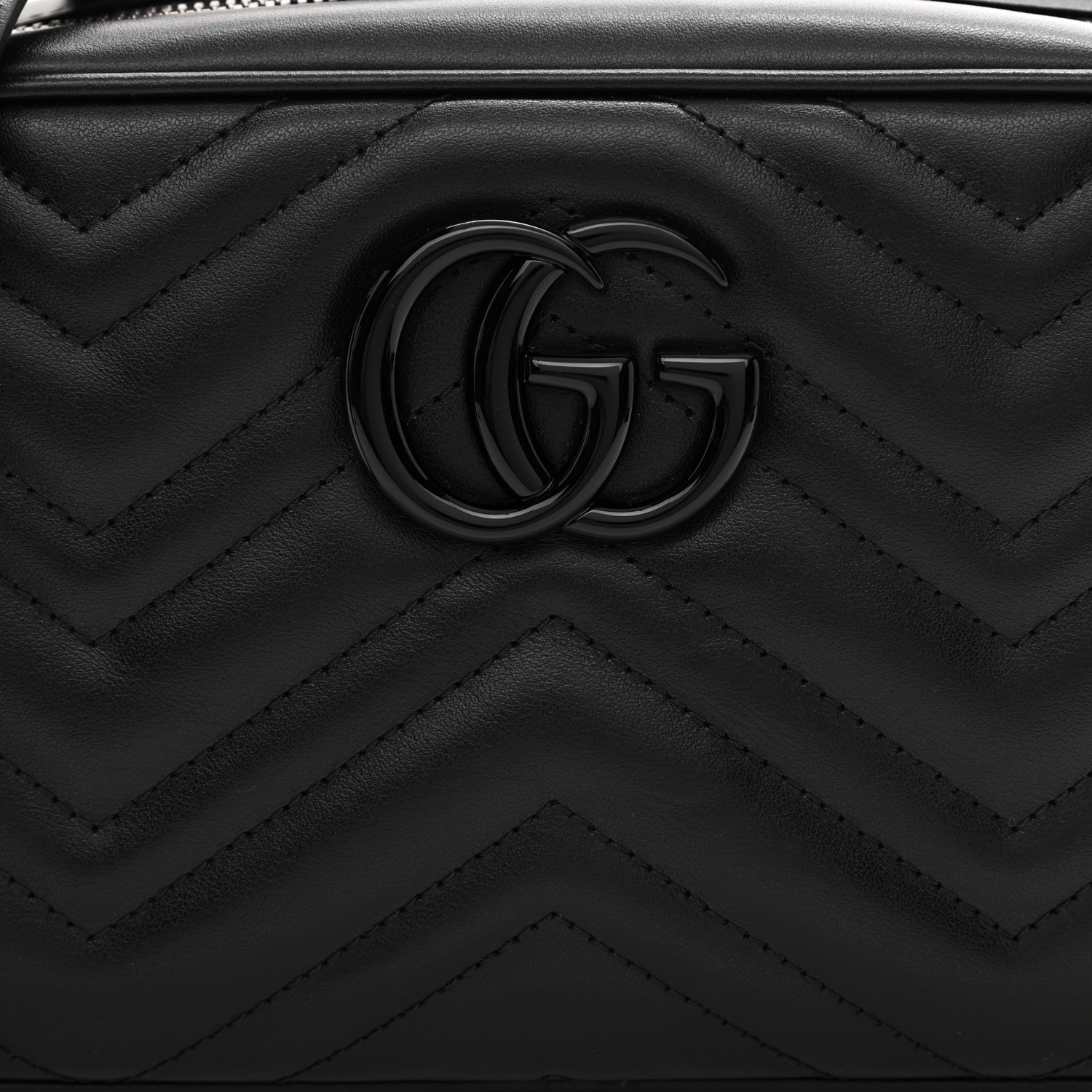 Gucci Calfskin Matelasse Monochrome Small GG Marmont Chain Shoulder Bag Black 13 of 14