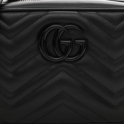 Gucci Calfskin Matelasse Monochrome Small GG Marmont Chain Shoulder Bag Black 13 of 14